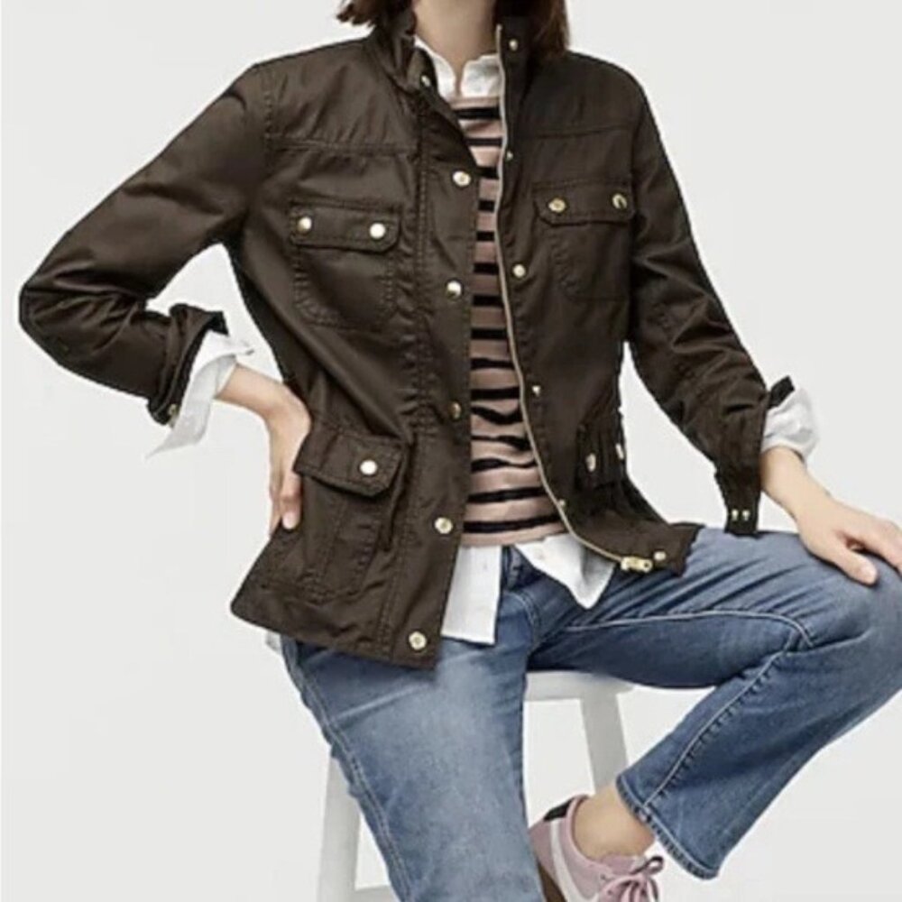 J Crew Downtown Field Jacket Size Small Mossy Brown Green Military